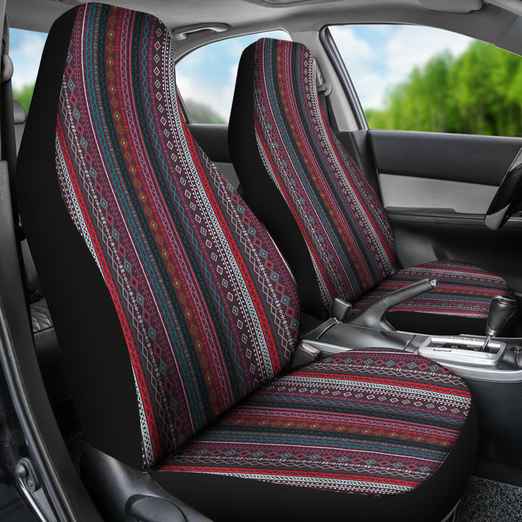 Red Boho Stripes V2 Car Seat Covers