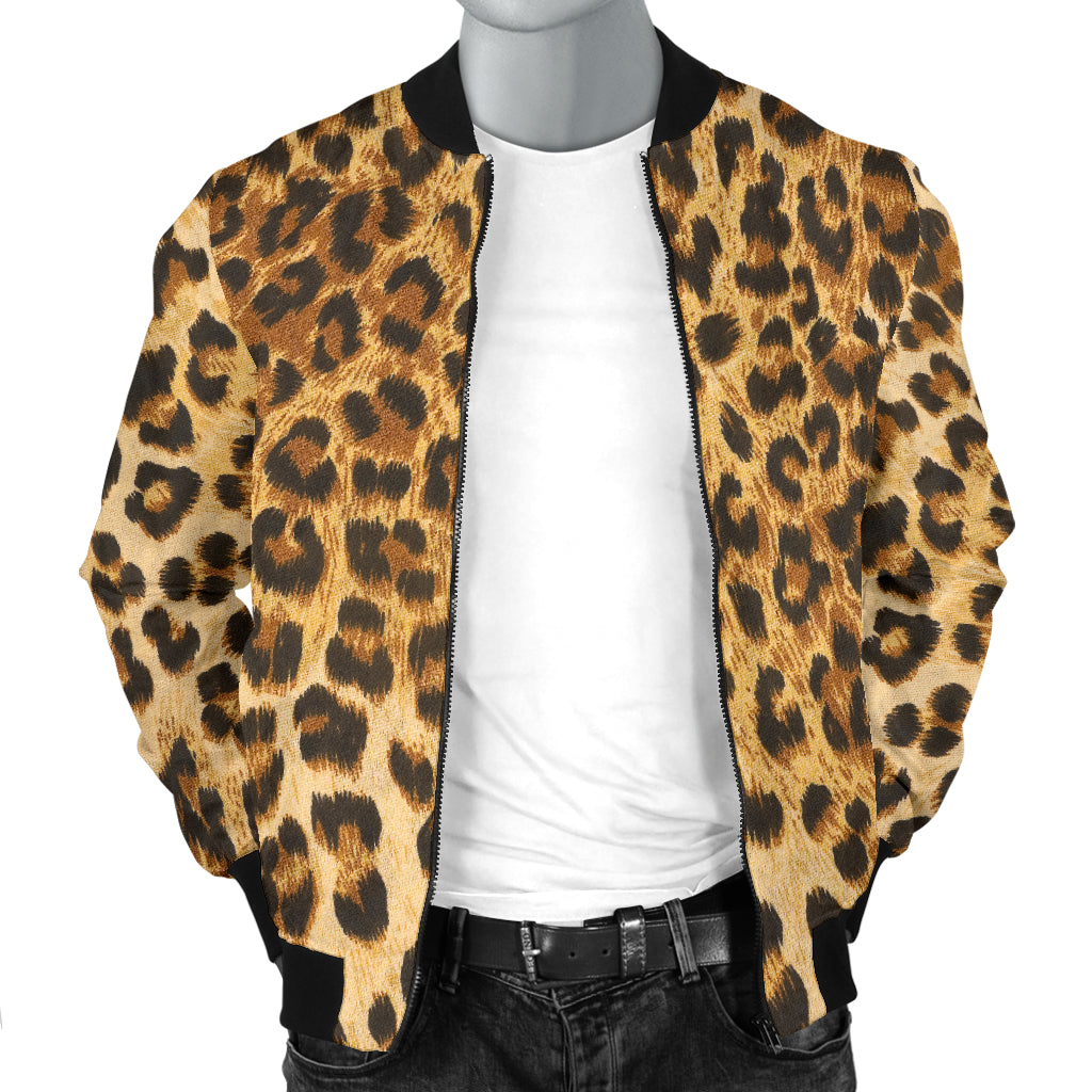Mens Leopard Print Bomber Jacket