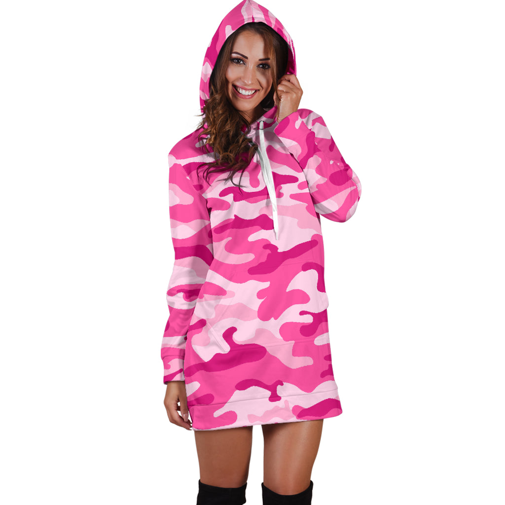Pink Camouflage Hoodie Dress