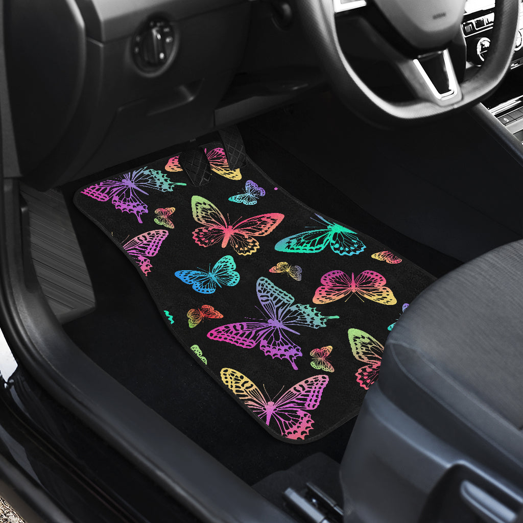 Colorful Neon Butterflies Car Floor Mats