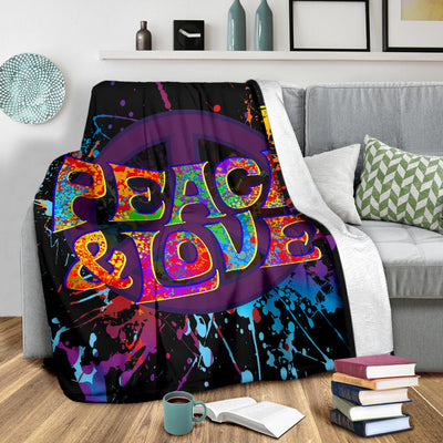 Colorful Paint Peace Sign & Love Blanket