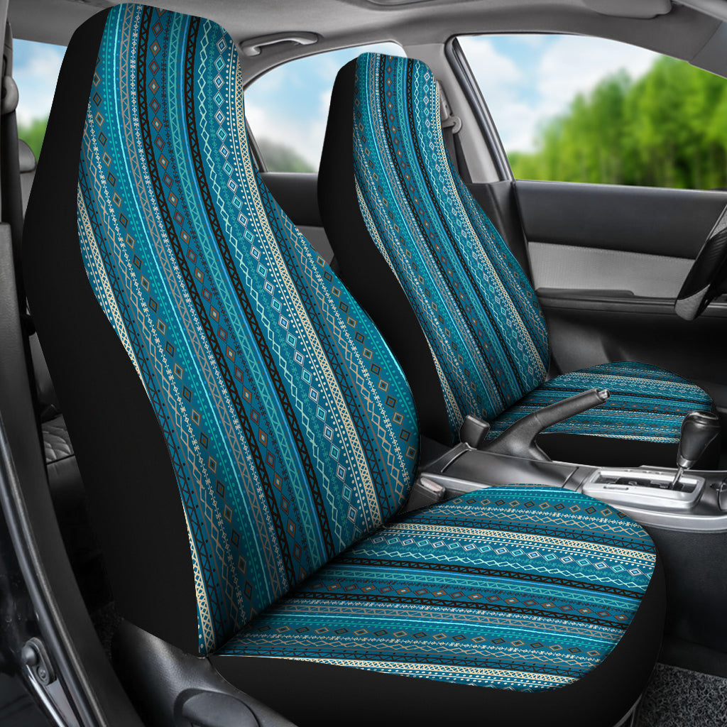 Light Green Teal Boho Stripes Decor Car Seat Covers
