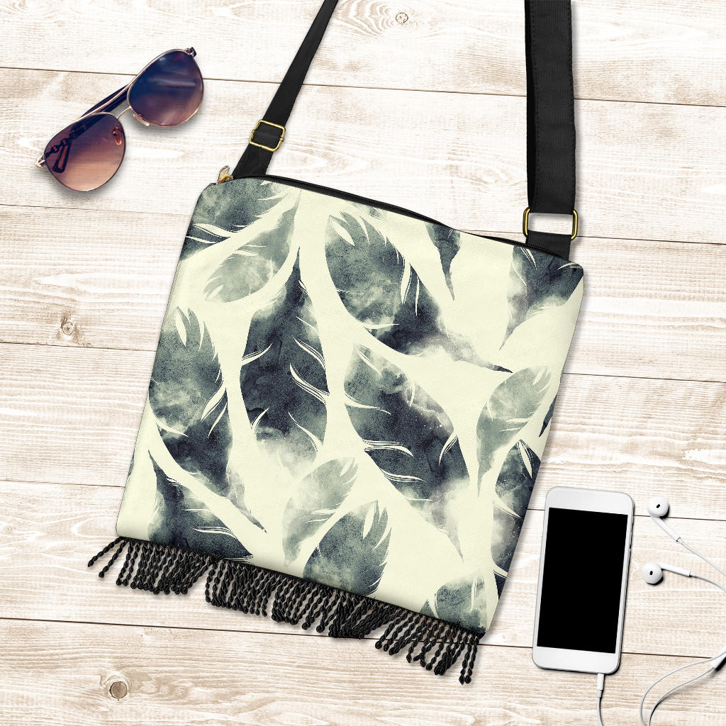 Ivory Feathers Boho Crossbody Bag