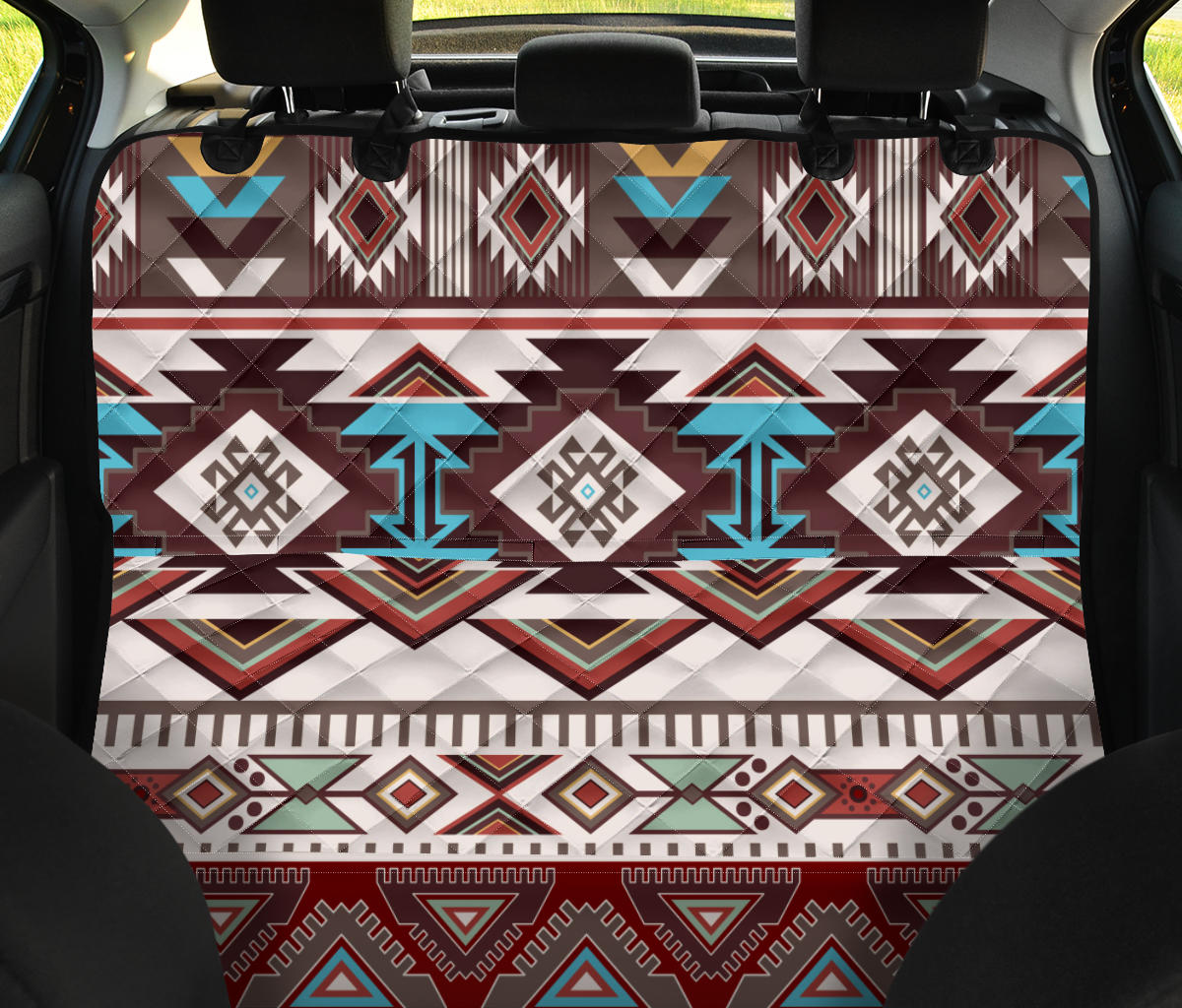 Brown Boho Aztec Car Back Seat Pet Cover