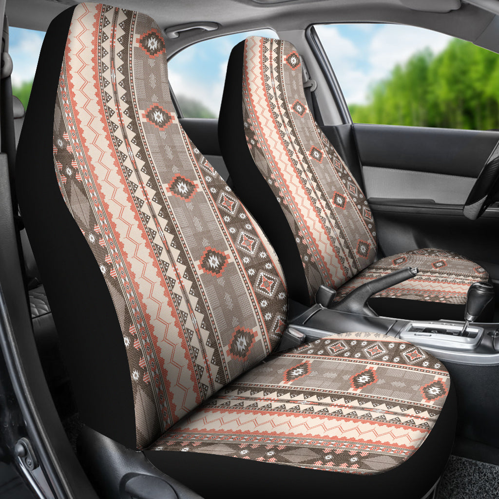 Beige Ethnic Stripes Car Seat Covers