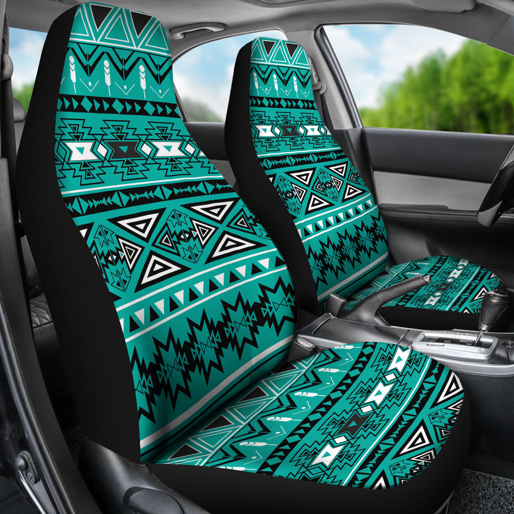 Light Green Teal Boho Aztec Car Seat Covers