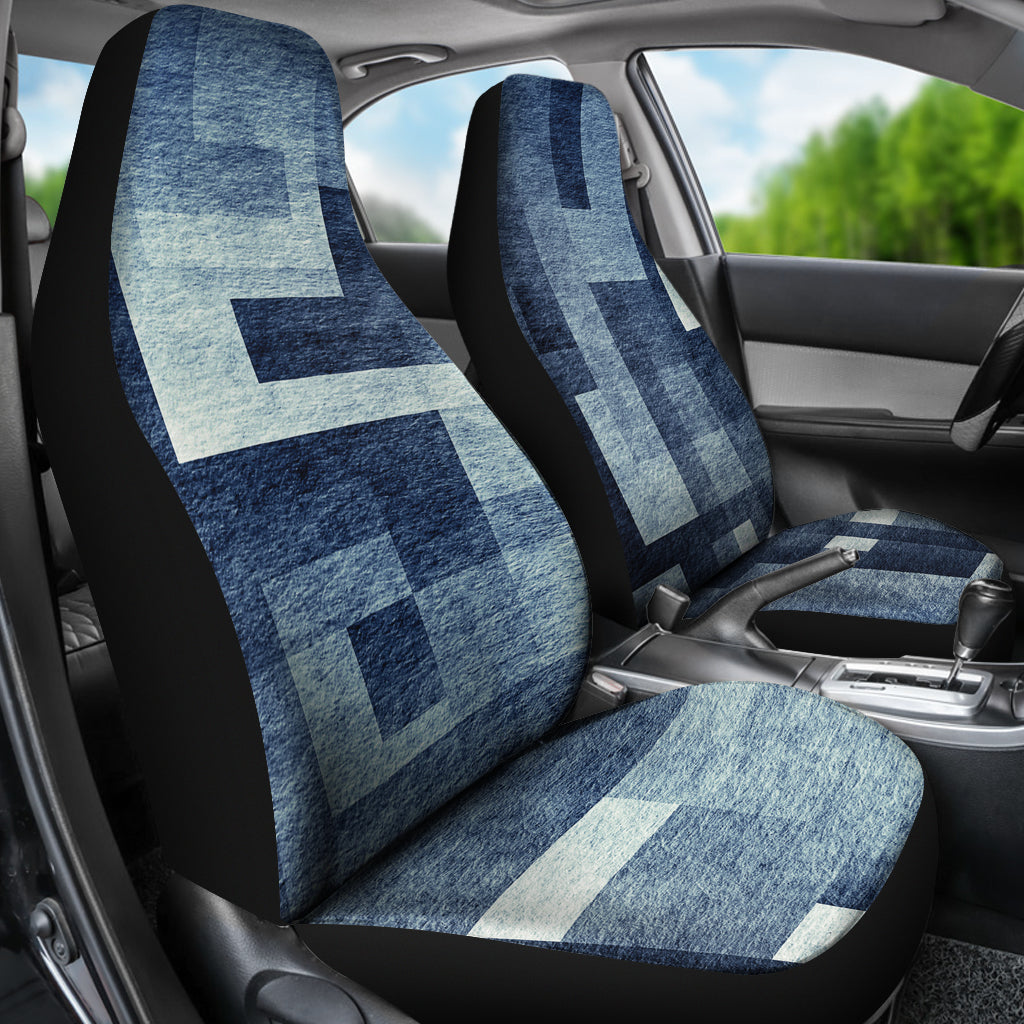 Blue Abstract Blocks Car Seat Covers