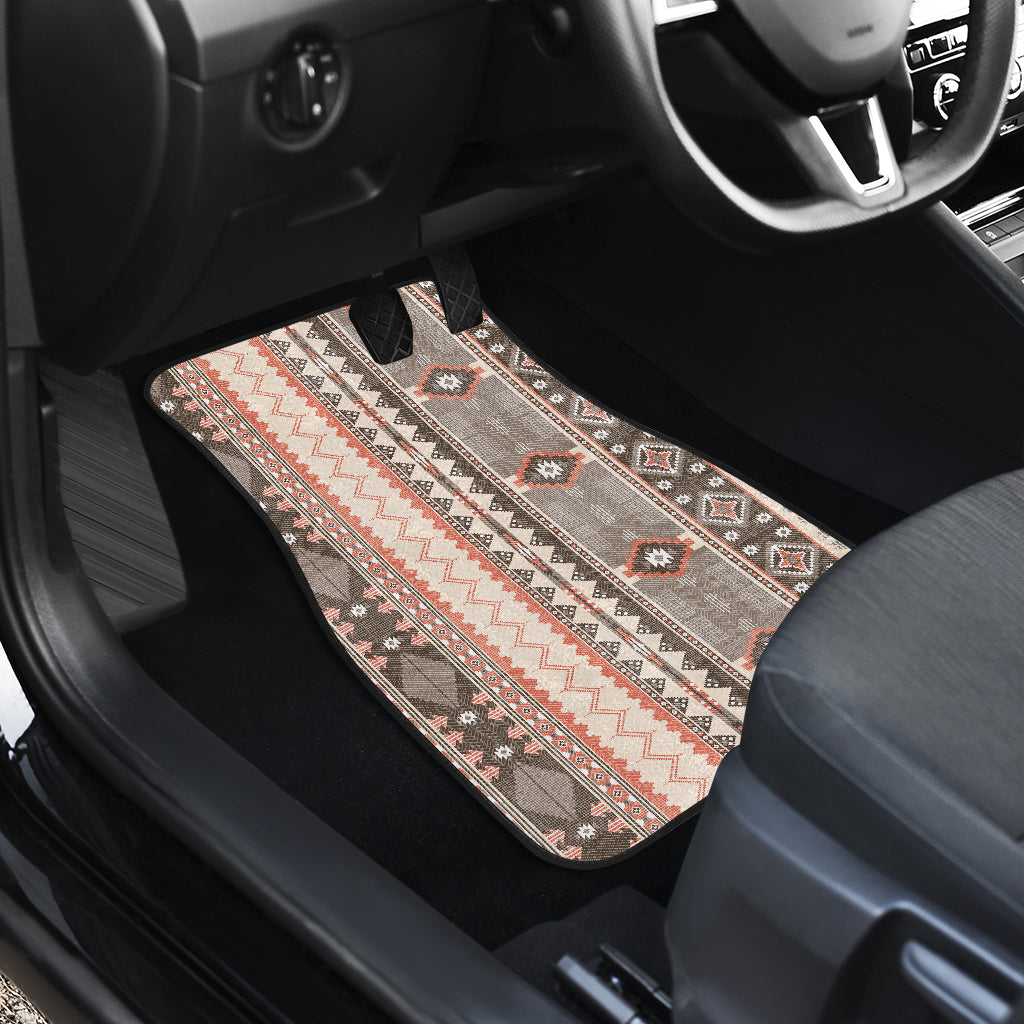 Beige Ethnic Stripes Car Floor Mats