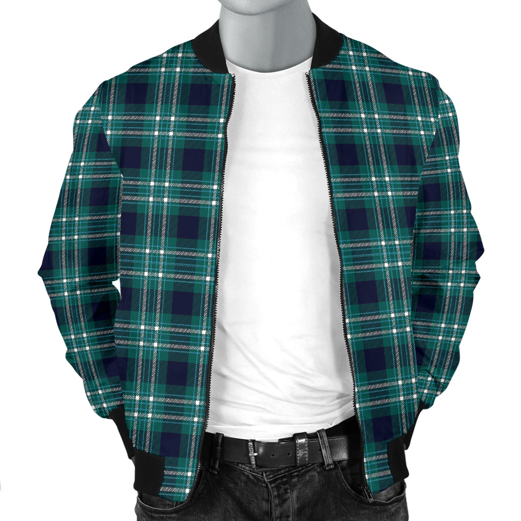 Mens Green Plaid Bomber Jacket