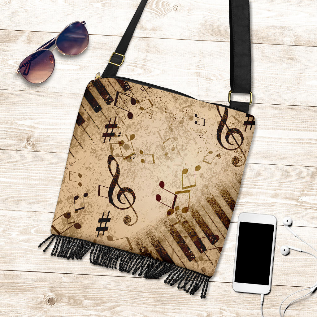 Vintage Piano & Musical Notes Crossbody Bag
