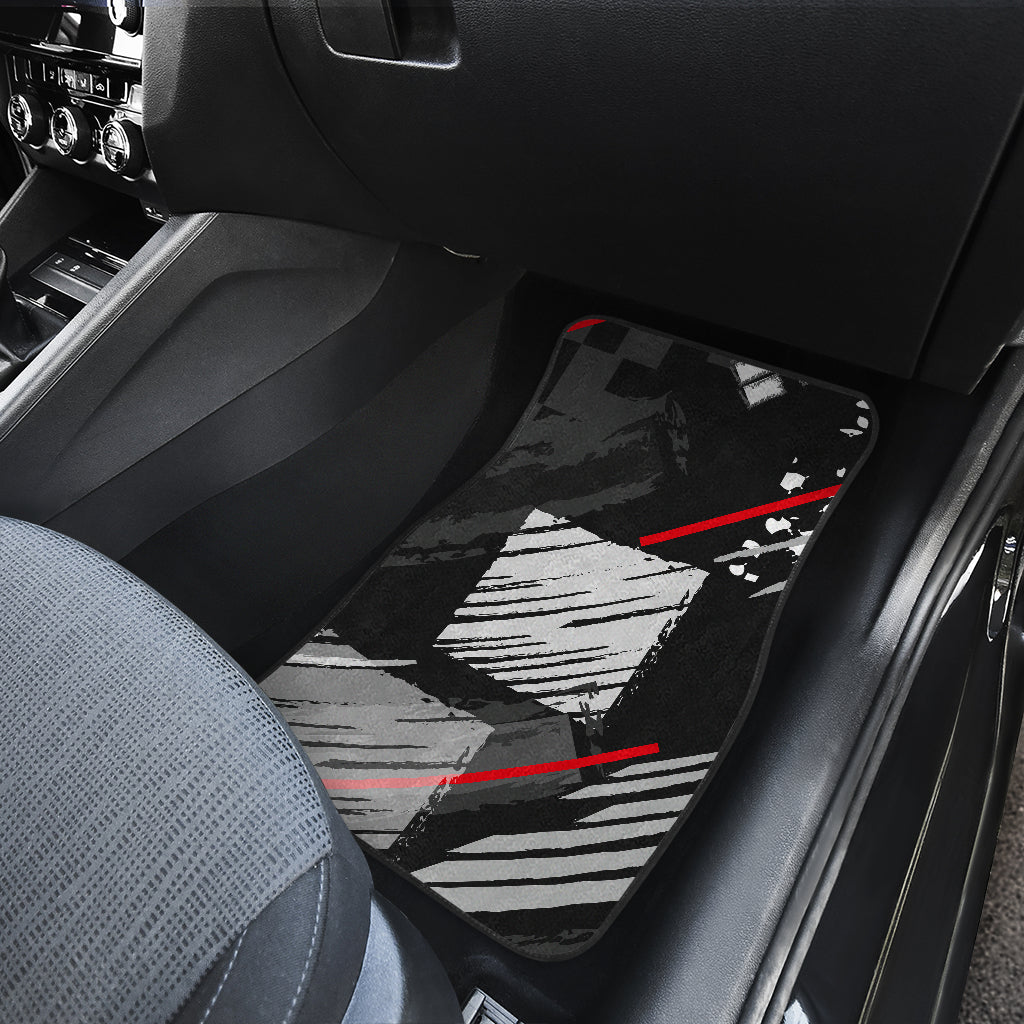 Black Red Abstract Car Floor Mats