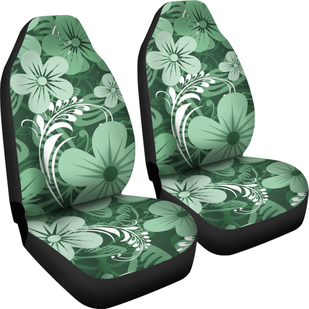Green Aloha Flowers Car Seat Covers