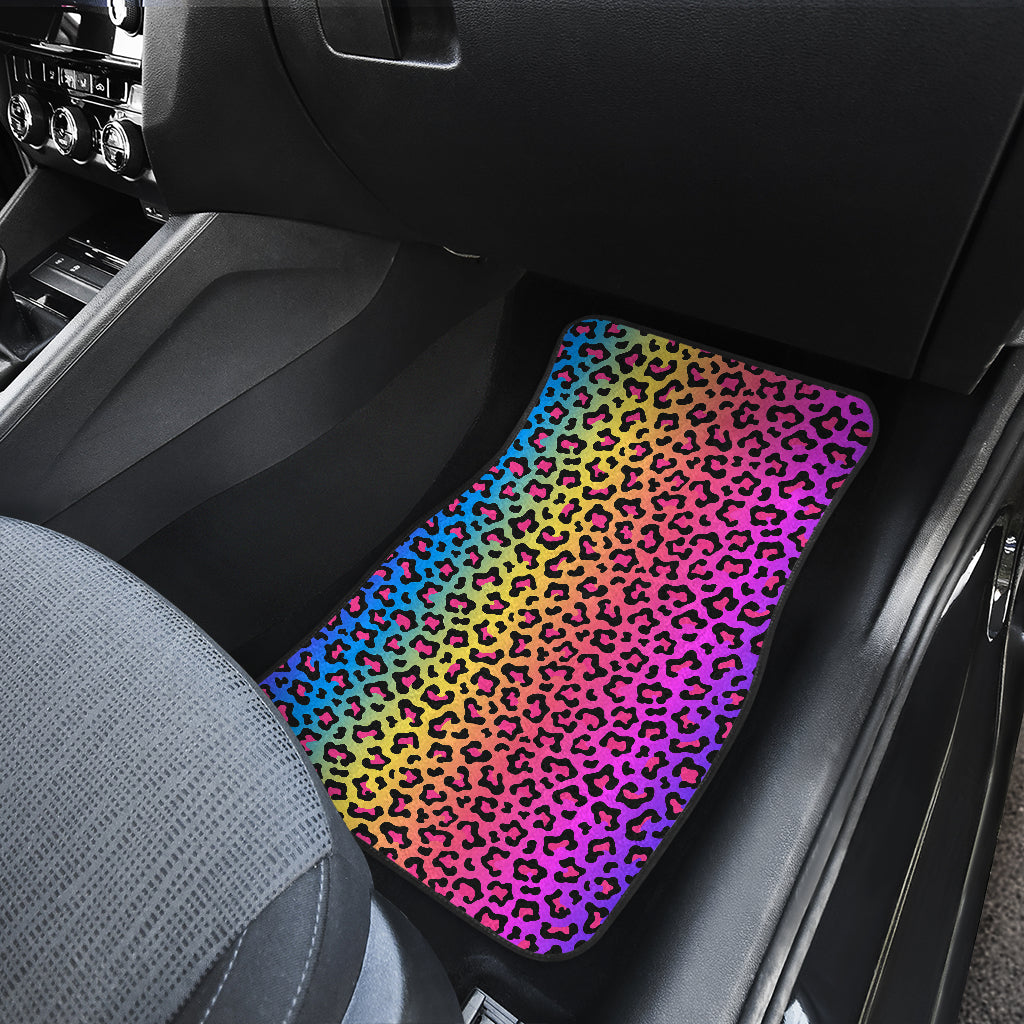 Colorful Leopard-Print Stripes Car Floor Mats