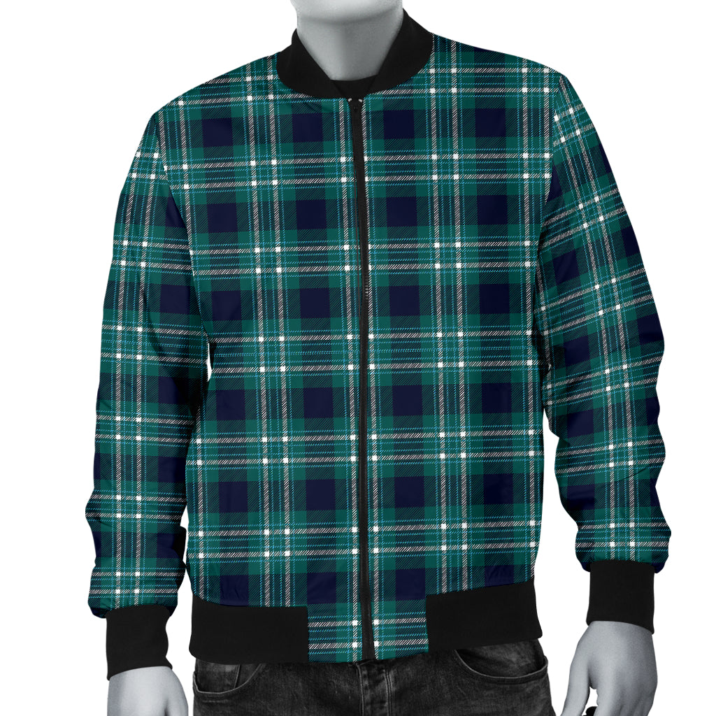 Mens Green Plaid Bomber Jacket