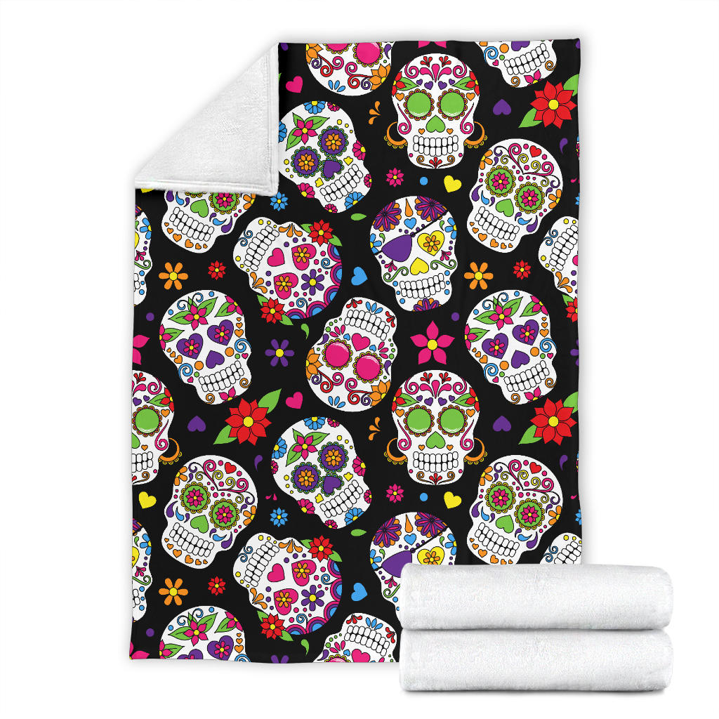 Colorful Sugar Skulls Blanket