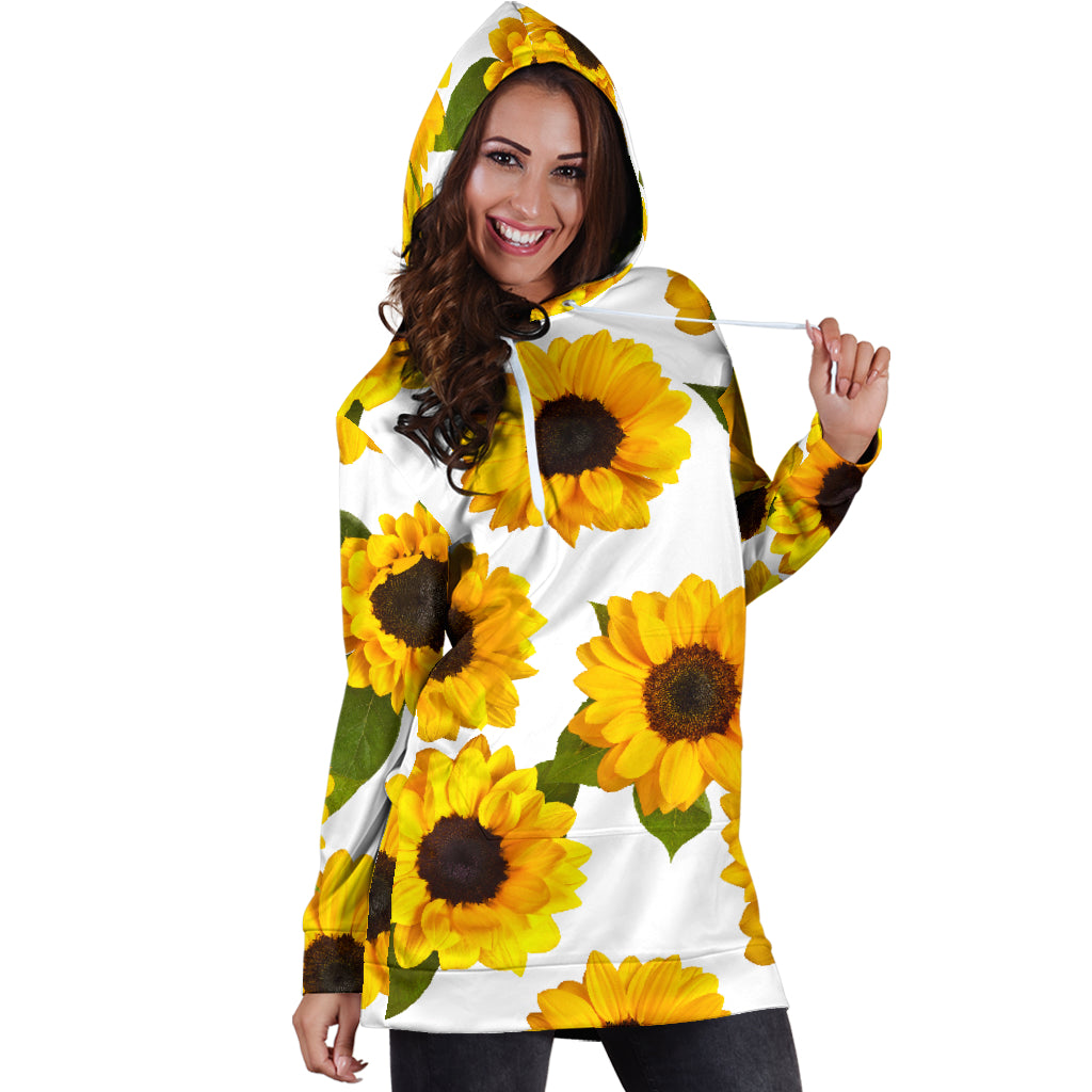 Sunflowers White Womens Hoodie Dress