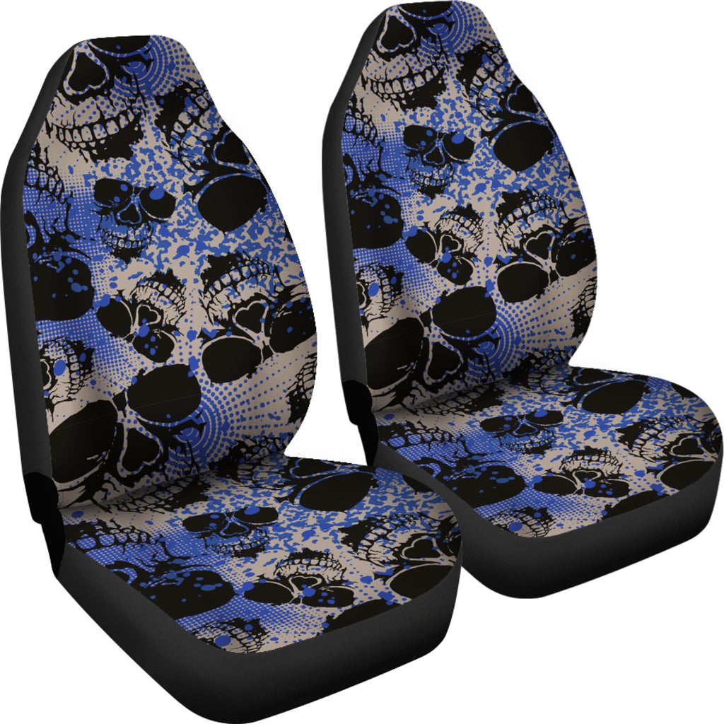 Blue Skulls Car Seat Covers