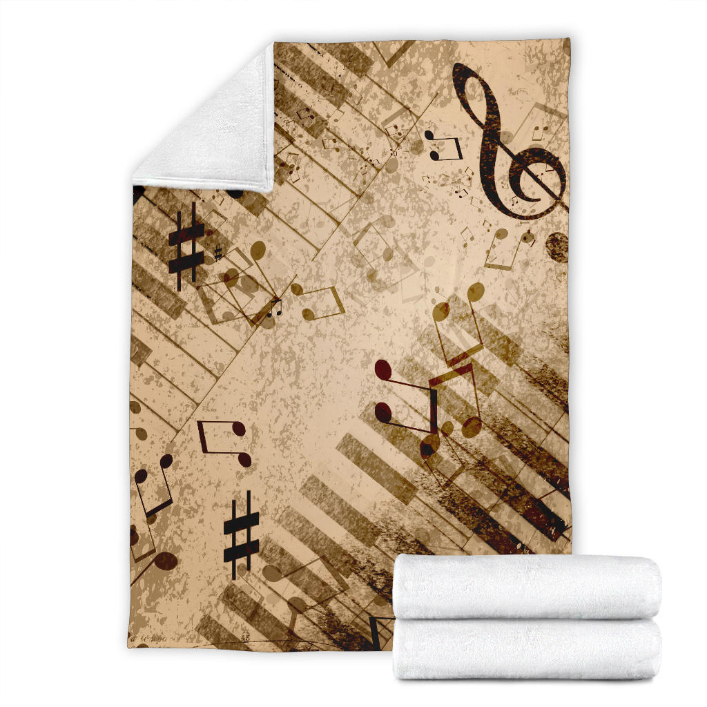Vintage Piano Music Notes Blanket