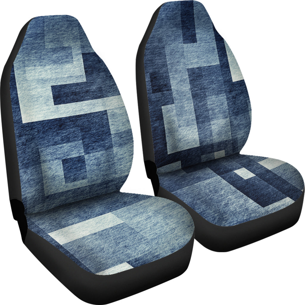Blue Abstract Blocks Car Seat Covers