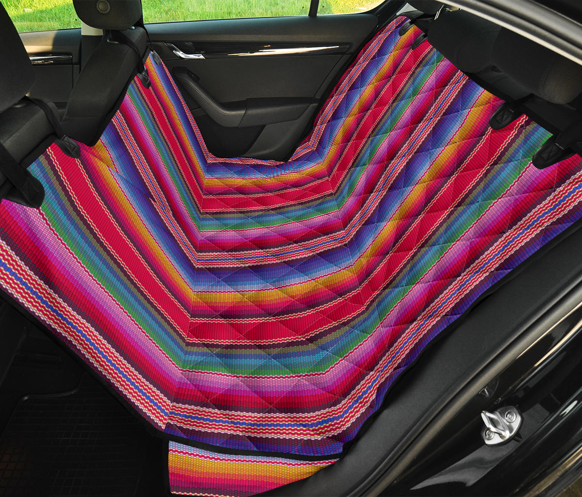 Colorful Rainbow Stripes Car Back Seat Pet Cover