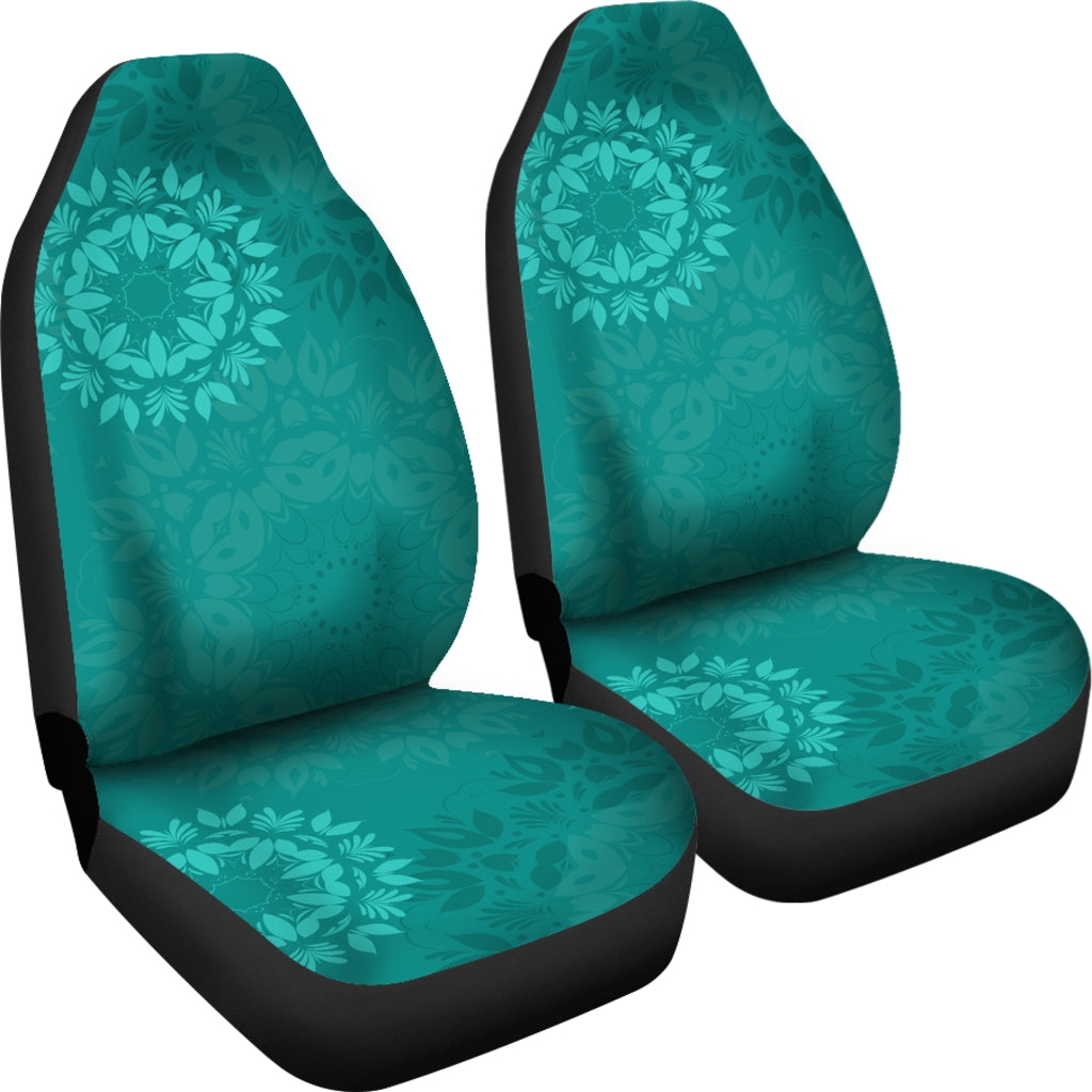 Light Green Teal Mandalas Car Seat Covers