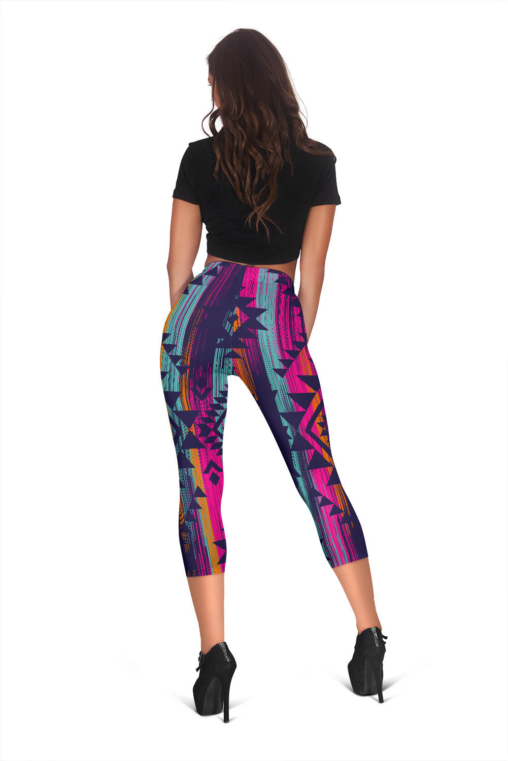 Colorful Boho Aztec Capri Leggings