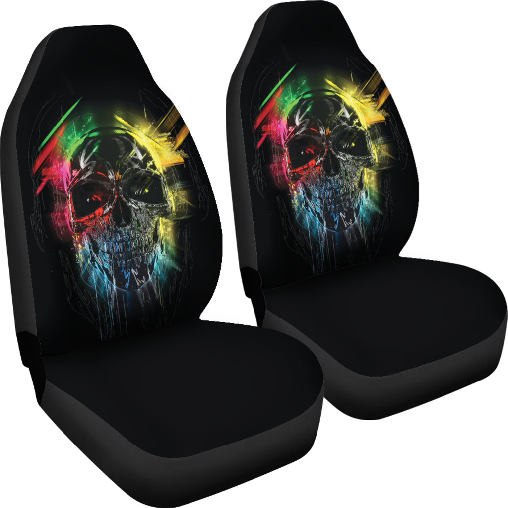 Colorful Abstract Metal Skull Car Seat Covers