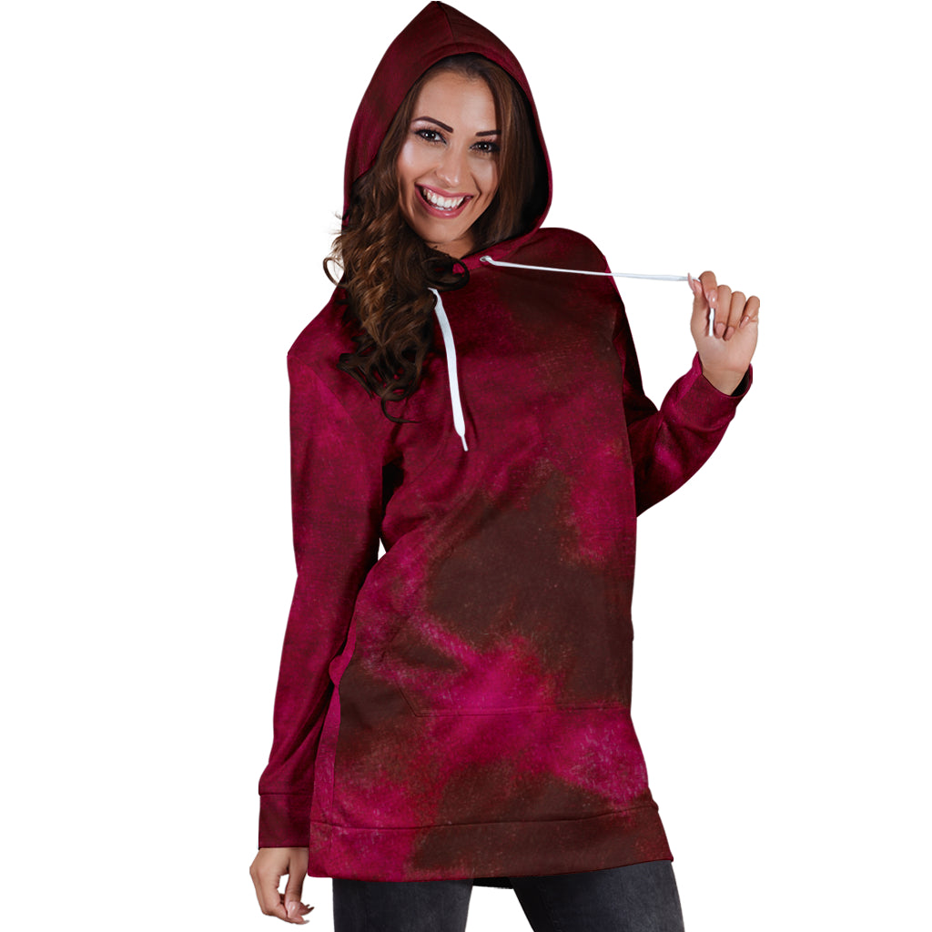 Red Tie Dye Grunge Womens Hoodie Dress