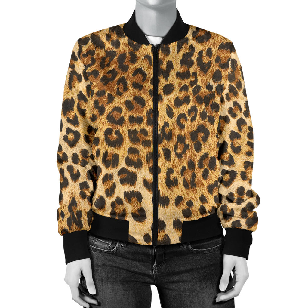 Womens Leopard Print Bomber Jacket