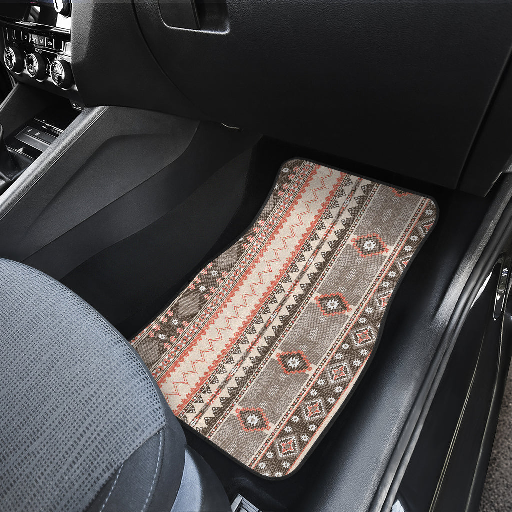 Beige Ethnic Stripes Car Floor Mats