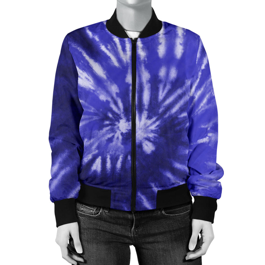 Womens Royal Blue Tie Dye Bomber Jacket