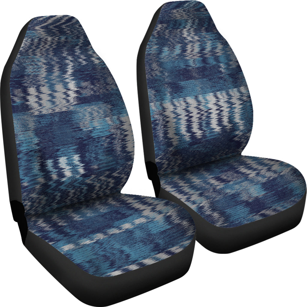 Blue Distorted Abstract Car Seat Covers