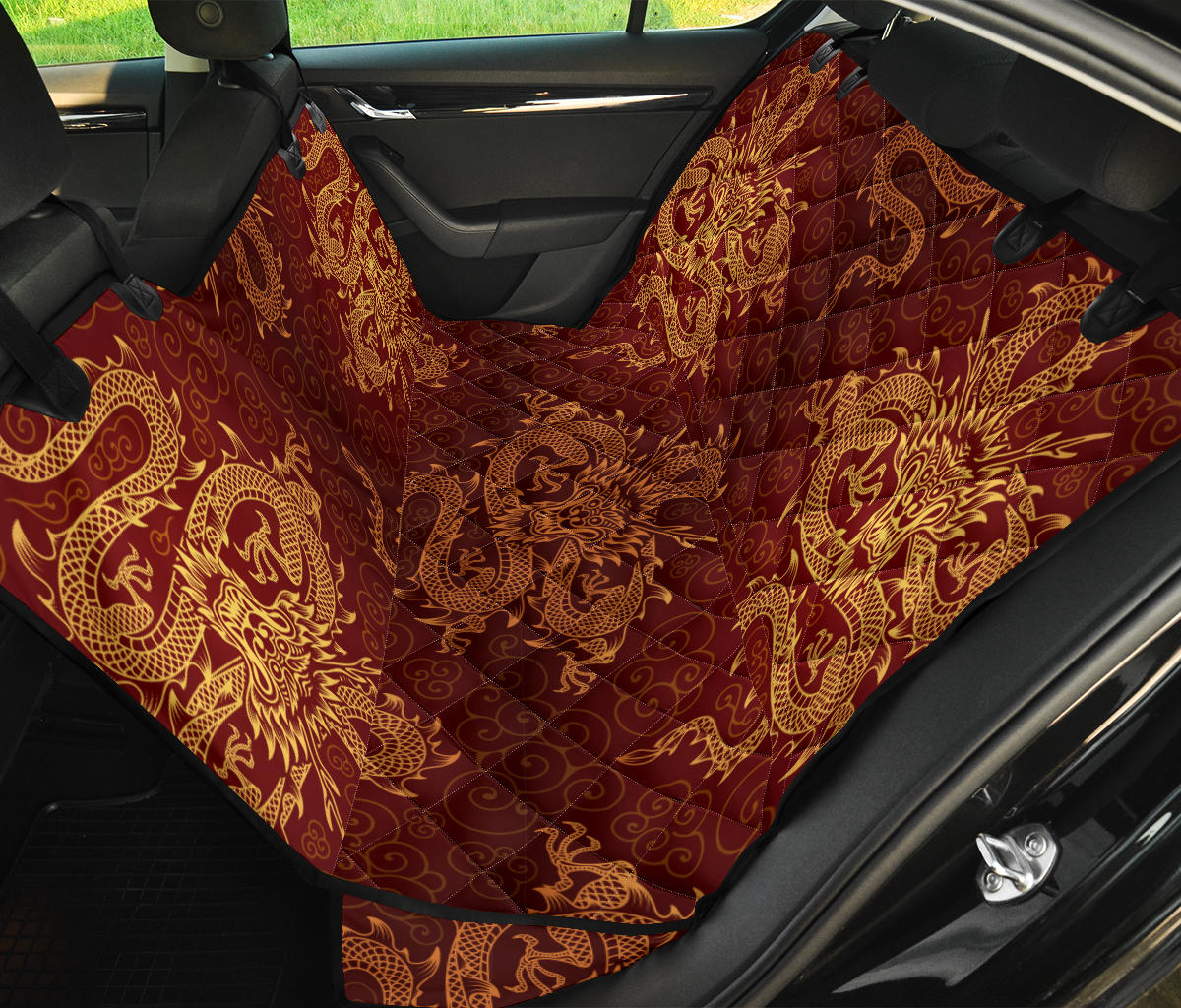 Red Dragon Car Back Seat Pet Cover