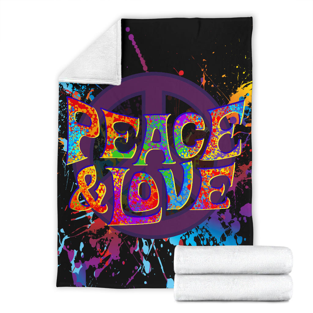 Colorful Paint Peace Sign & Love Blanket