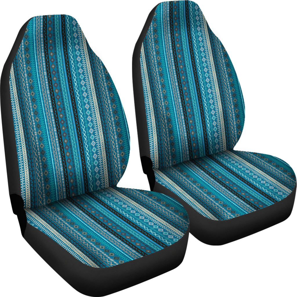 Light Green Teal Boho Stripes Decor Car Seat Covers
