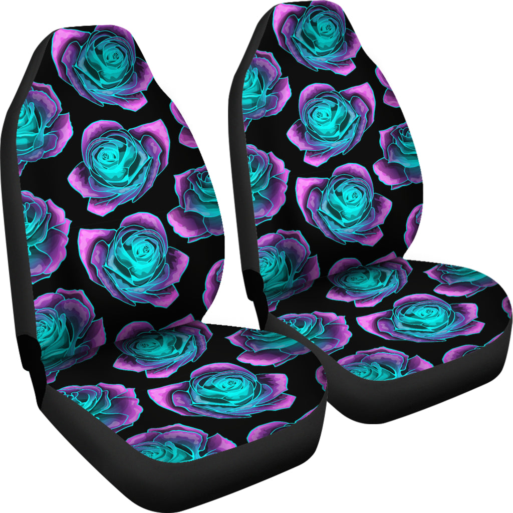 Neon Pink Roses Car Seat Covers