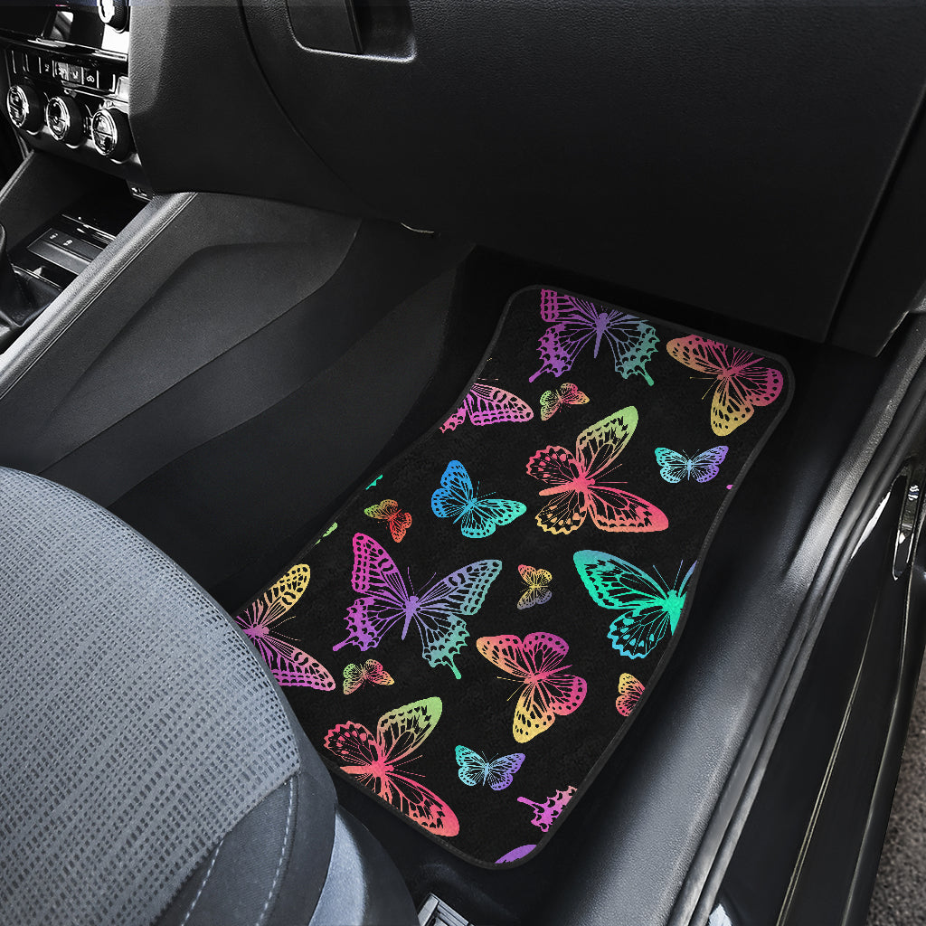 Colorful Neon Butterflies Car Floor Mats