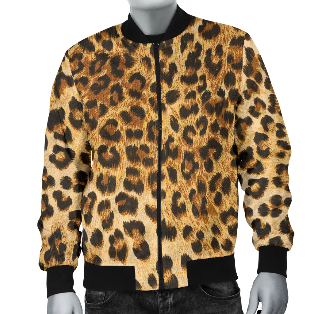 Mens Leopard Print Bomber Jacket