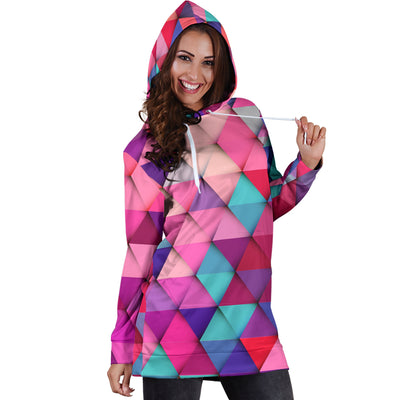 Colorful 3D Triangles Womens Hoodie Dress