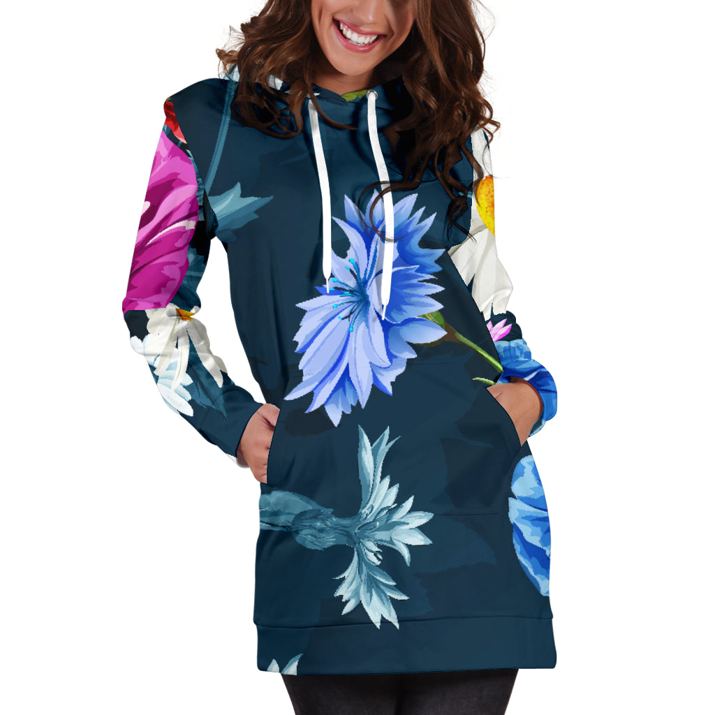 Colorful Flowers Womens Hoodie Dress