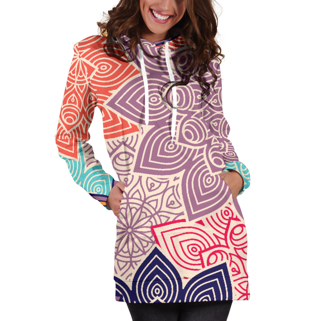 Colorful Floral Mandalas Womens Hoodie Dress