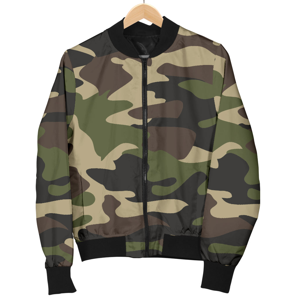 Mens Army Green Camouflage Bomber Jacket