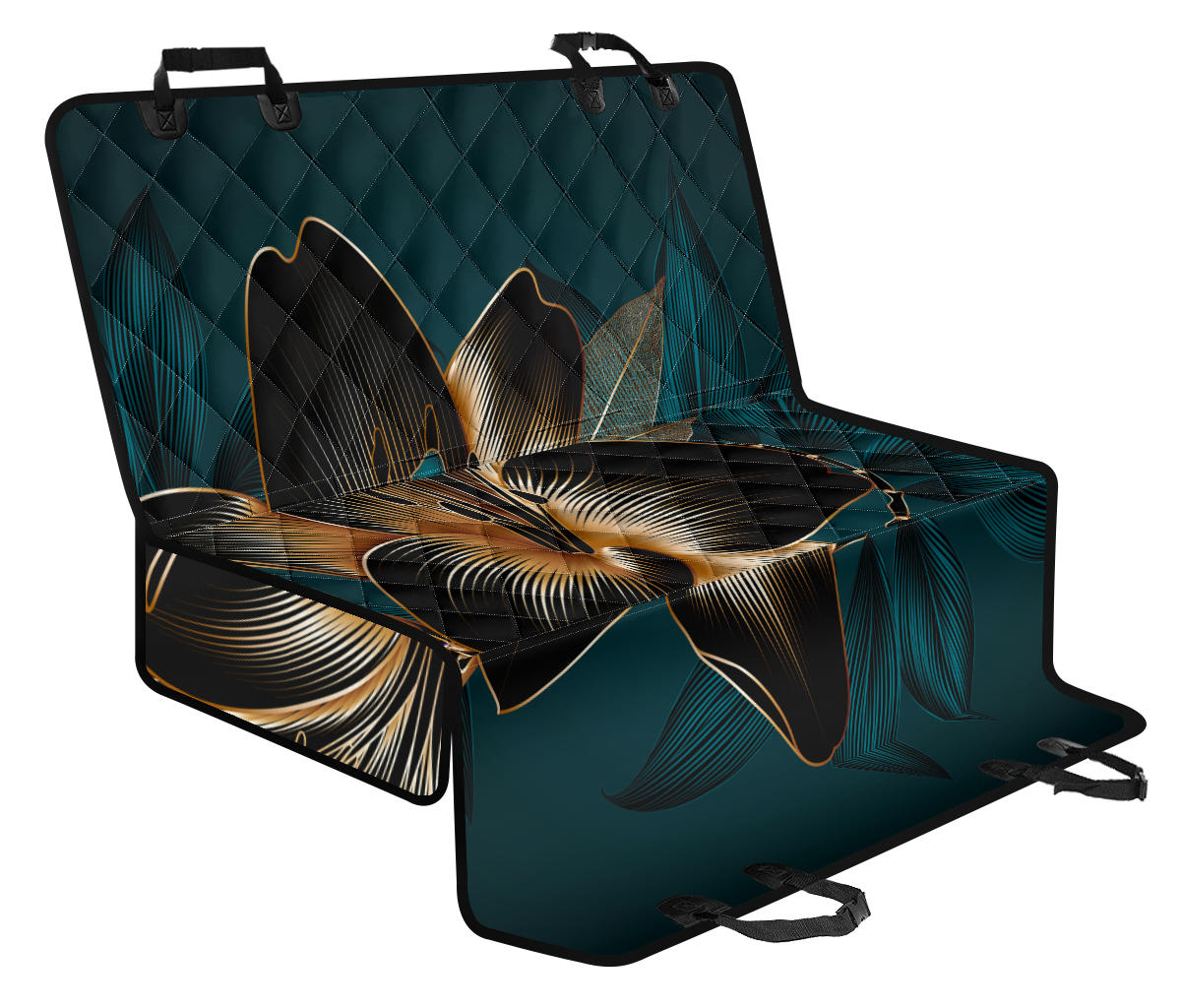 Dark Floral Car Back Seat Pet Cover