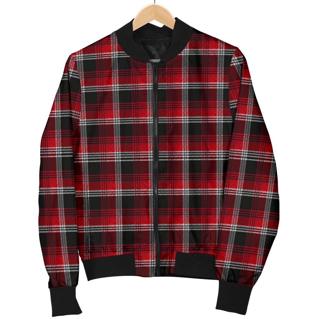 Mens Red Plaid Bomber Jacket