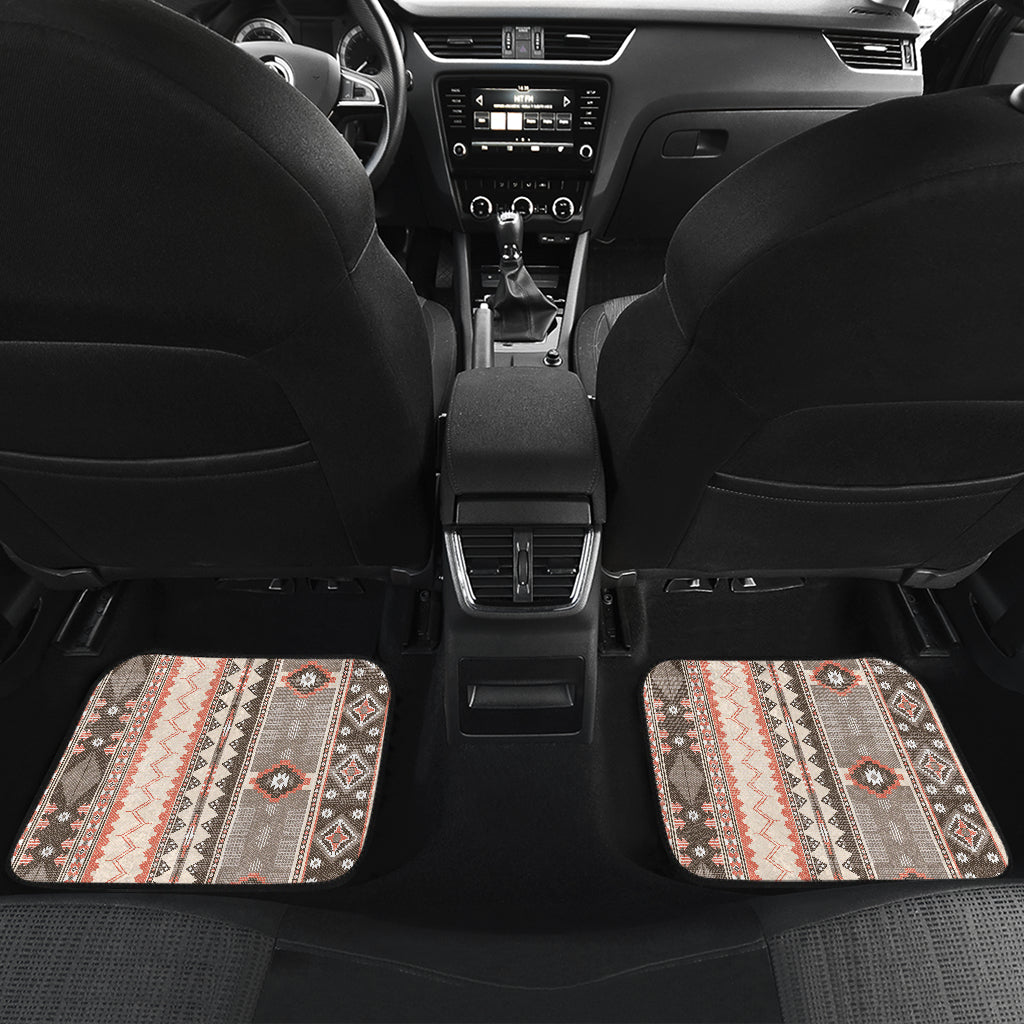Beige Ethnic Stripes Car Floor Mats