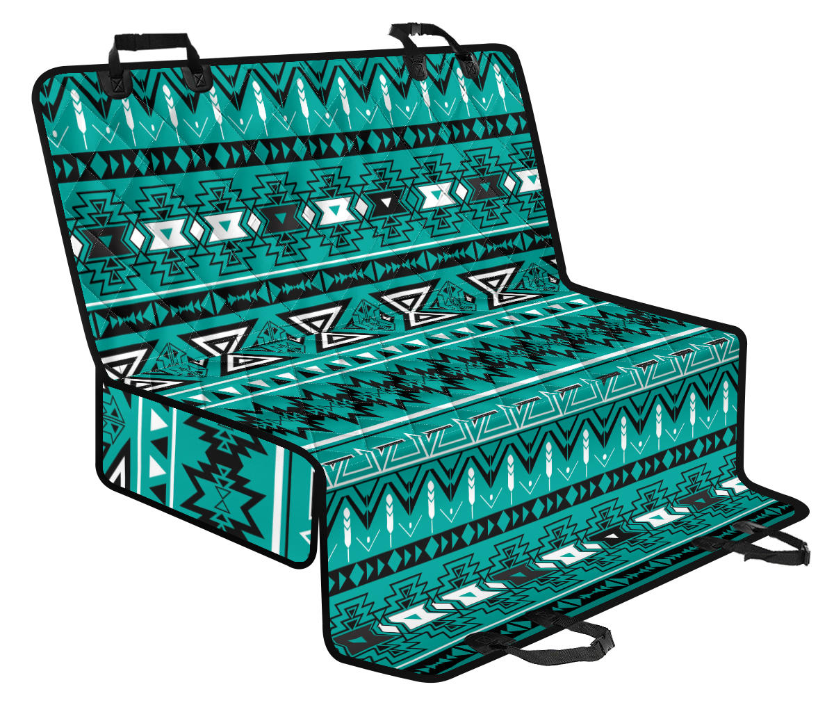 Teal Green Ethnic Car Back Seat Pet Cover