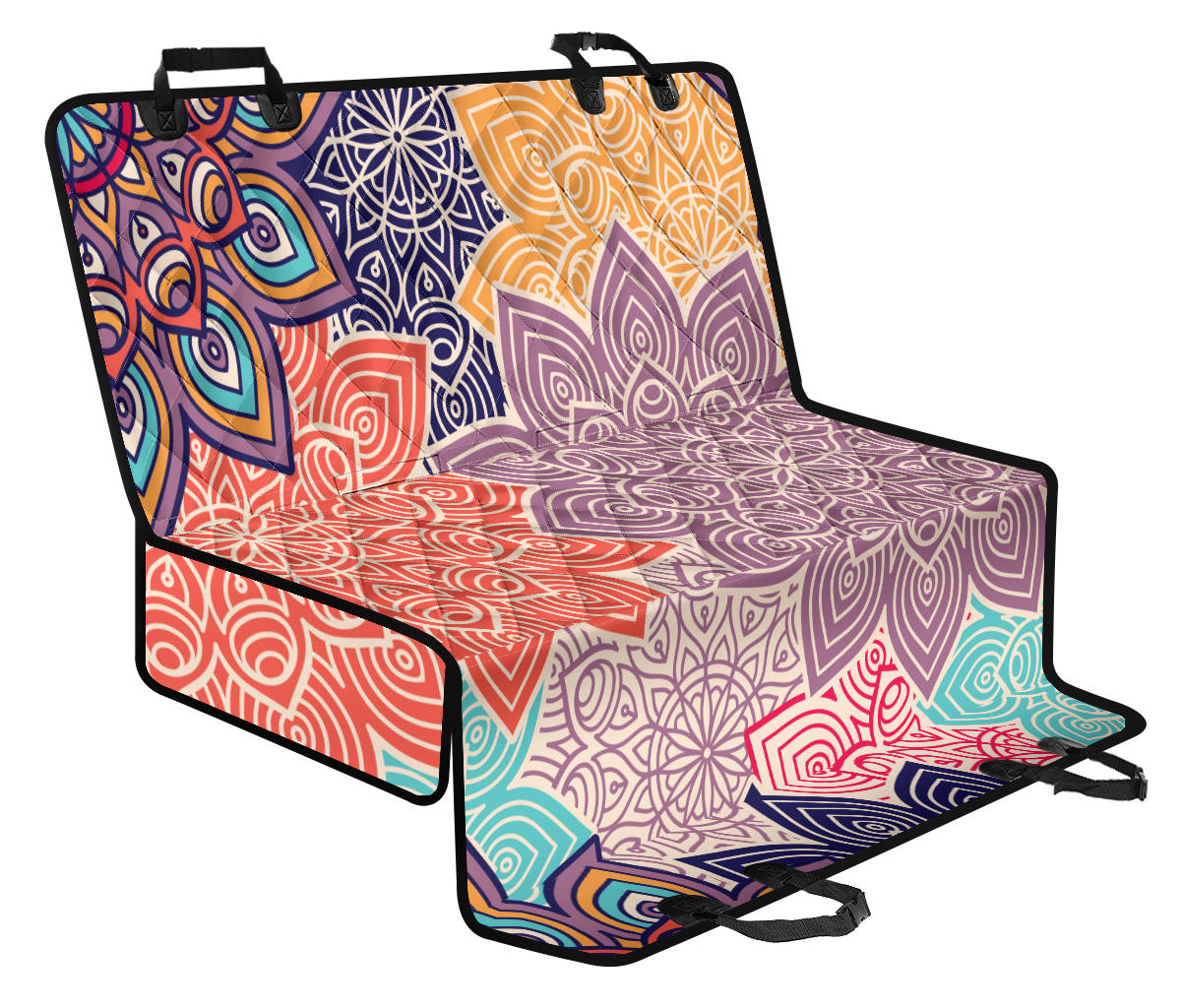 Colorful Floral Mandalas Car Back Seat Pet Cover