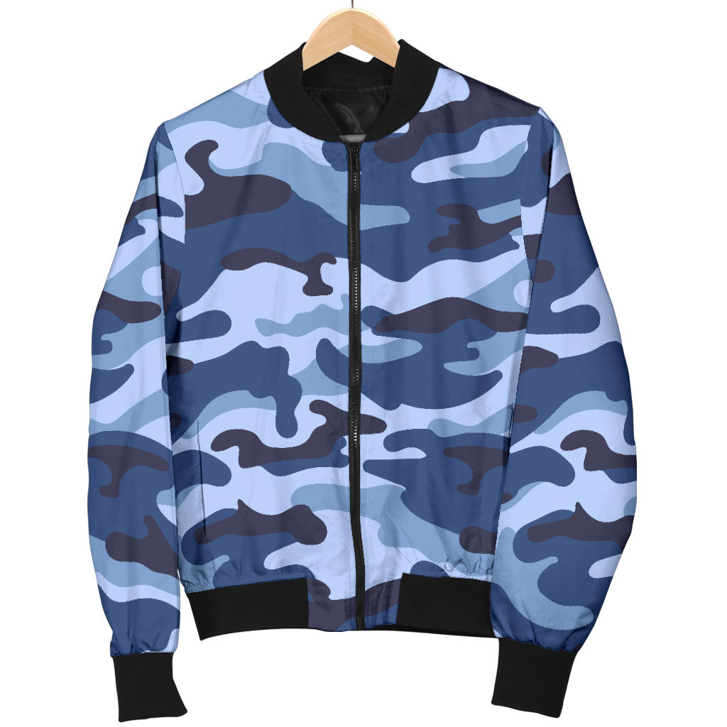Mens Blue Camouflage Bomber Jacket
