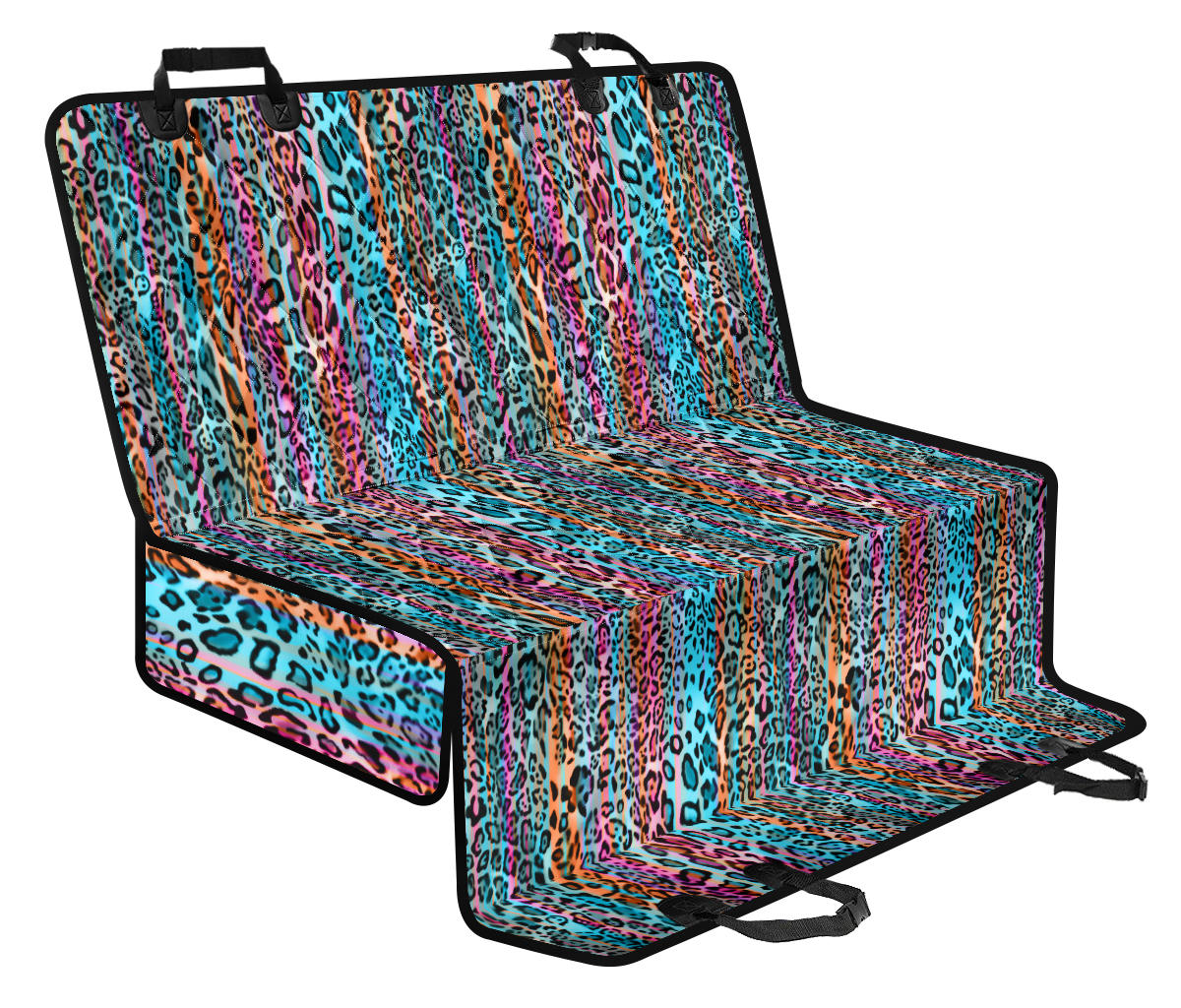 Colorful Leopard Print Car Back Seat Pet Cover