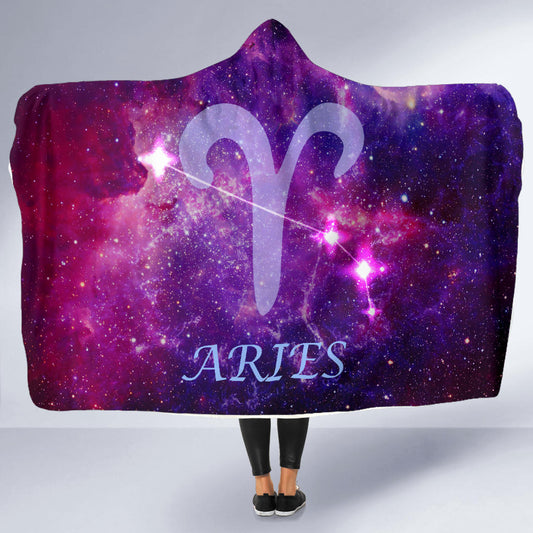 Custom Aries Zodiac Hooded Blanket